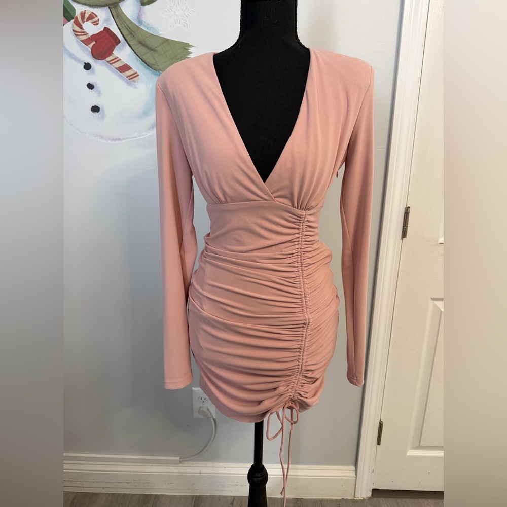 ZARA Dusty Pink Ruched Bodycon Dress – Size S (NWT)